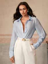Anewsta Elegant Floral Lace Trim Spring/Summer Thin Sheer Long Sleeve Women's Blouse,